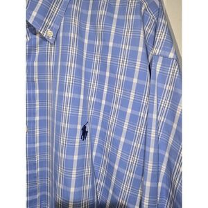 Ralph Lauren Men Button Down Shirt Blake Long Sleeve Vtg Blue Plaid XL Pristine